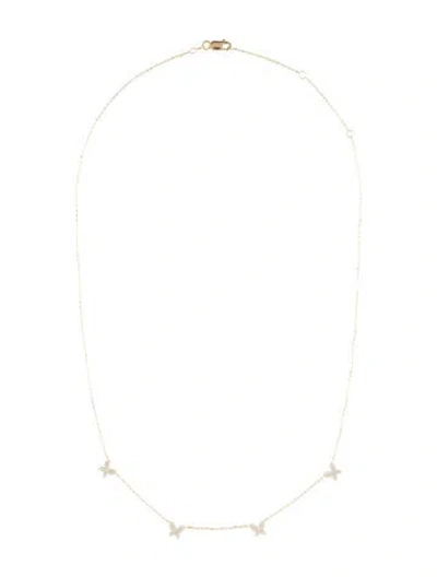 Pre-owned Necklace 14k Diamond Butterfly Station , 18" In Multi