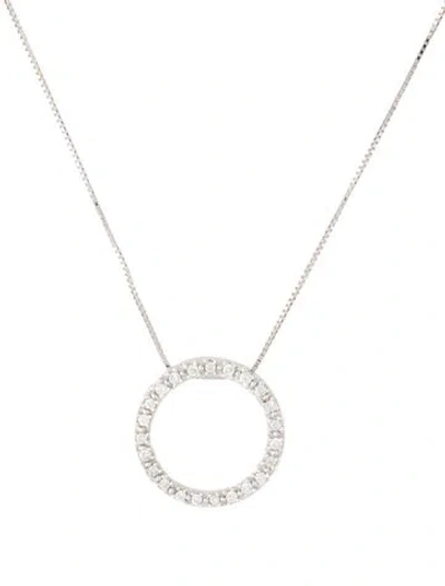 Pre-owned Necklace 14k Diamond Circle Pendant , 16" In Multi