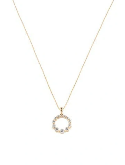 Pre-owned Necklace 14k Diamond Circle Pendant , 18" In Multi