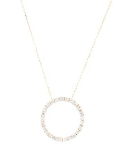 Pre-owned Necklace 14k Diamond Circle Pendant , 18" In Multi