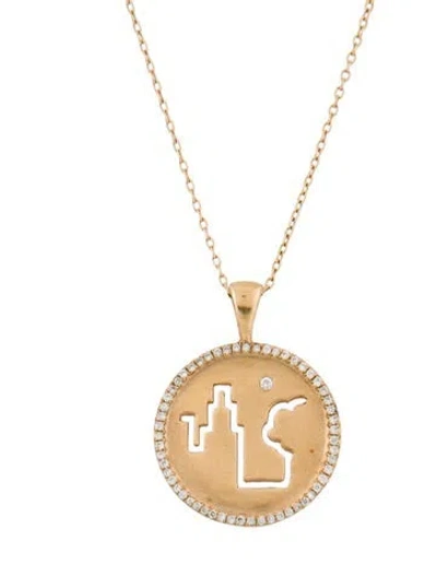 Pre-owned Necklace 14k Diamond City Skyline Pendant , 19" In Multi