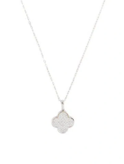 Pre-owned Necklace 14k Diamond Clover Pendant , 18" In Multi