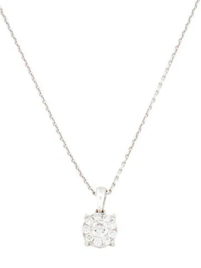Pre-owned Necklace 14k Diamond Cluster Pendant , 17" In Multi