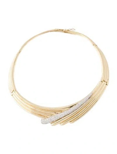 Pre-owned Necklace 14k Diamond Collar , 14" In Multi