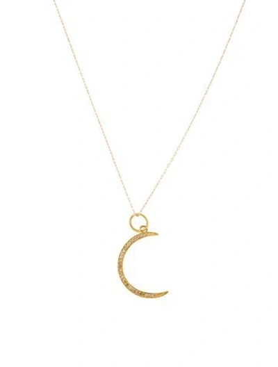Pre-owned Necklace 14k Diamond Crescent Pendant , 18" In Multi