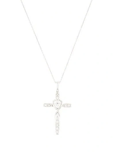 Pre-owned Necklace 14k Diamond Cross , 17.5" In Multi