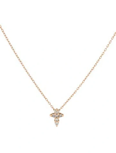 Pre-owned Necklace 14k Diamond Cross Pendant , 16" In Multi