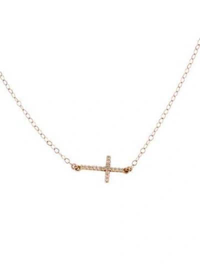 Pre-owned Necklace 14k Diamond Cross Pendant , 16" In Multi
