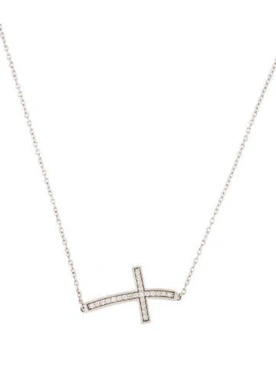 Pre-owned Necklace 14k Diamond Cross Pendant , 17" In Multi