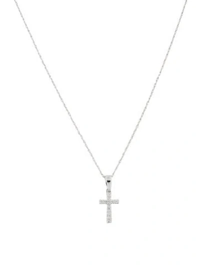 Pre-owned Necklace 14k Diamond Cross Pendant , 18" In Multi