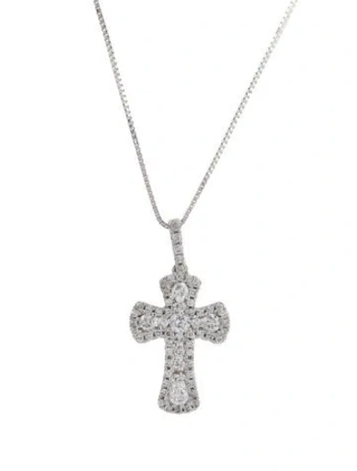 Pre-owned Necklace 14k Diamond Cross Pendant , 18" In Multi