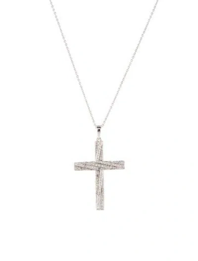 Pre-owned Necklace 14k Diamond Cross Pendant , 18" In Multi