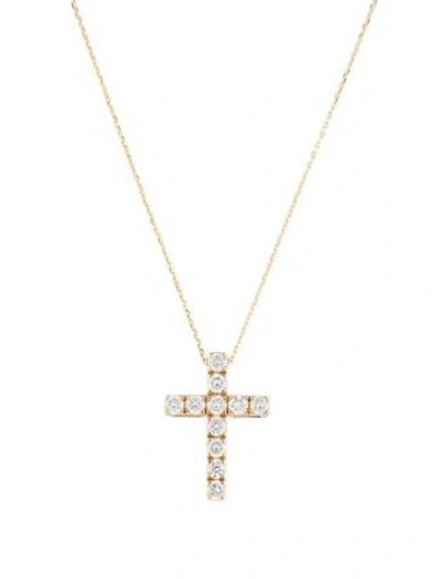 Pre-owned Necklace 14k Diamond Cross Pendant , 18" In Multi