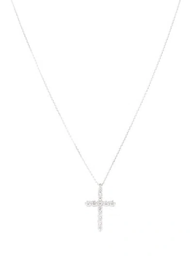 Pre-owned Necklace 14k Diamond Cross Pendant , 18" In Multi