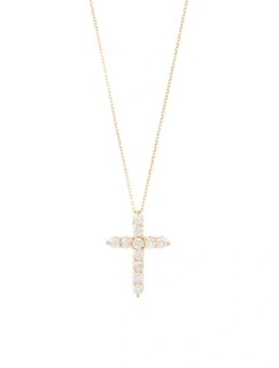 Pre-owned Necklace 14k Diamond Cross Pendant , 18" In Multi