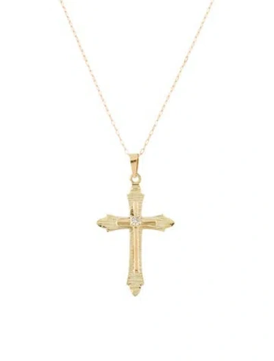 Pre-owned Necklace 14k Diamond Cross Pendant , 18" In Multi