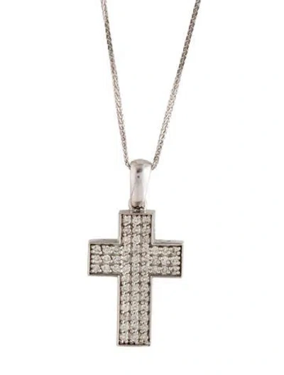 Pre-owned Necklace 14k Diamond Cross Pendant , 18" In Multi