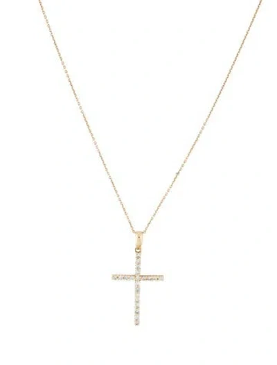 Pre-owned Necklace 14k Diamond Cross Pendant , 18.25" In Multi