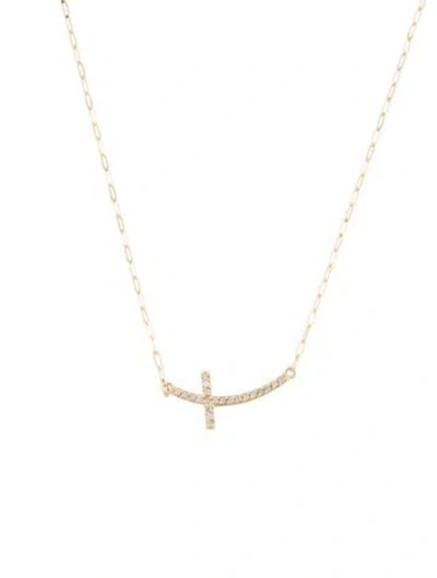 Pre-owned Necklace 14k Diamond Cross Pendant , 19" In Multi