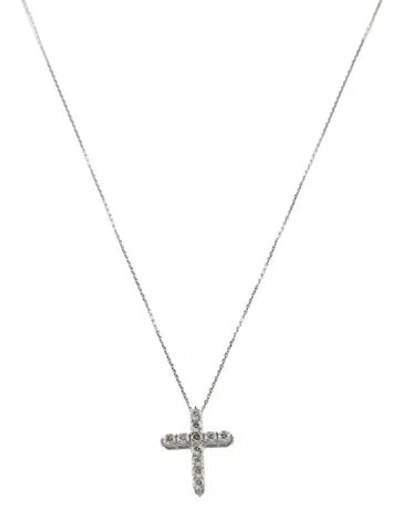 Pre-owned Necklace 14k Diamond Cross Pendant , 19" In Multi