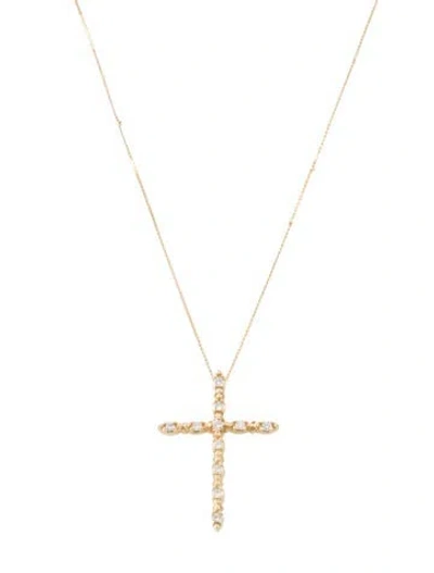 Pre-owned Necklace 14k Diamond Cross Pendant , 24.5" In Multi