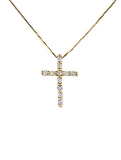 Pre-owned Necklace 14k Diamond Cross Pendant W/ 10k Chain , 18" In Multi