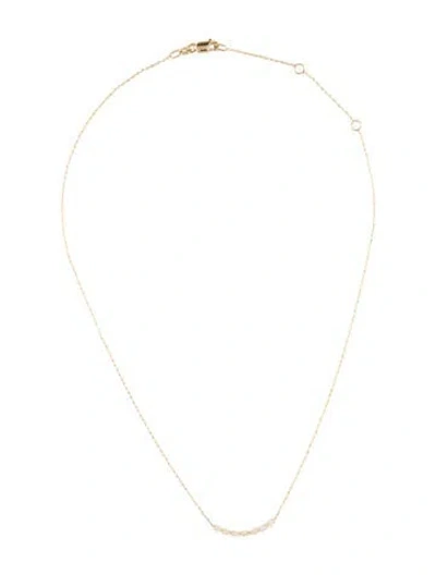 Pre-owned Necklace 14k Diamond Curved Bar , 16" In Multi