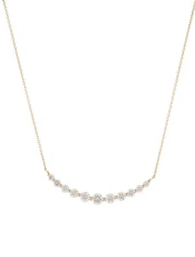 Pre-owned Necklace 14k Diamond Curved Pendant , 19.5" In Multi