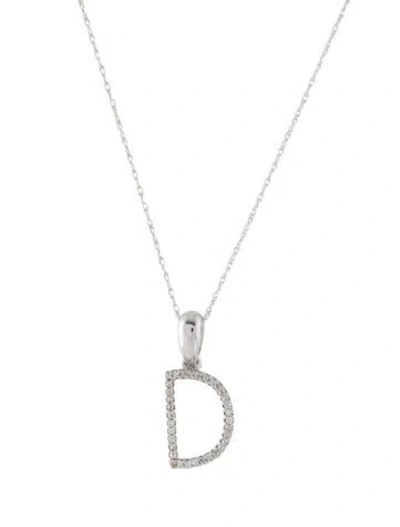 Pre-owned Necklace 14k Diamond 'd' Pendant , 18" In Multi