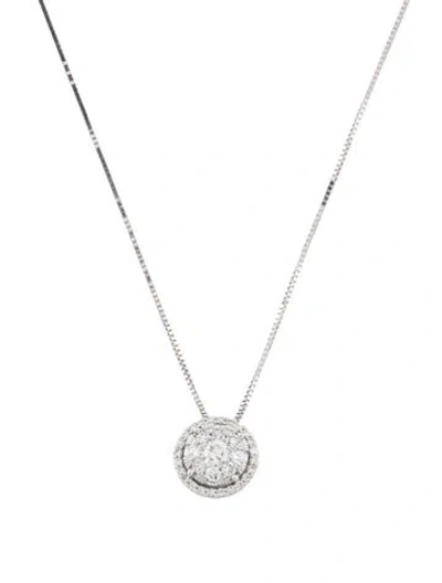 Pre-owned Necklace 14k Diamond Disc Pendant , 18" In Multi