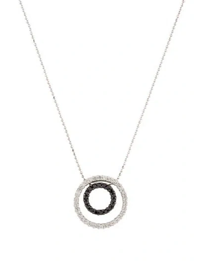 Pre-owned Necklace 14k Diamond Double Circle Pendant , 18.25" In Multi