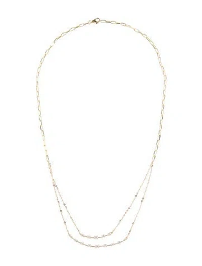 Pre-owned Necklace 14k Diamond Double Layer Pendant , 18" In Multi