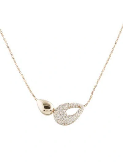 Pre-owned Necklace 14k Diamond Double Teardrop Pendant , 18" In Multi