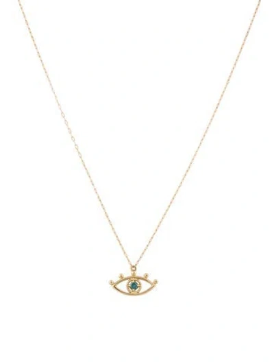 Pre-owned Necklace 14k Diamond Evil Eye Pendant , 17.75" In Multi