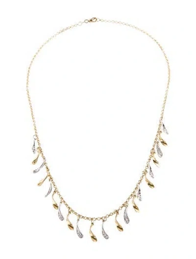 Pre-owned Necklace 14k Diamond Feather Station , 17" In Multi