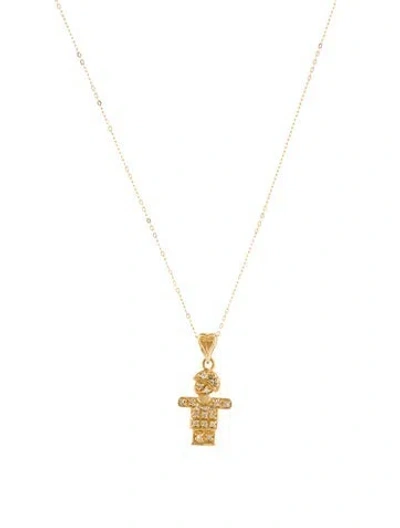 Pre-owned Necklace 14k Diamond Figure Pendant , 18" In Multi