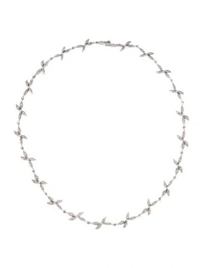 Pre-owned Necklace 14k Diamond Floral Choker , 14.75" In Multi