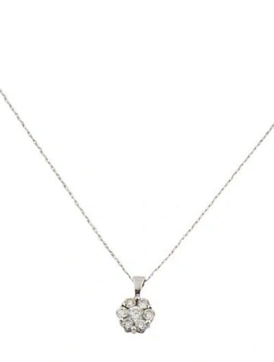Pre-owned Necklace 14k Diamond Floral Pendant , 18.5" In Multi