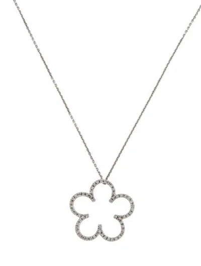 Pre-owned Necklace 14k Diamond Flower Pendant , 16" In Multi
