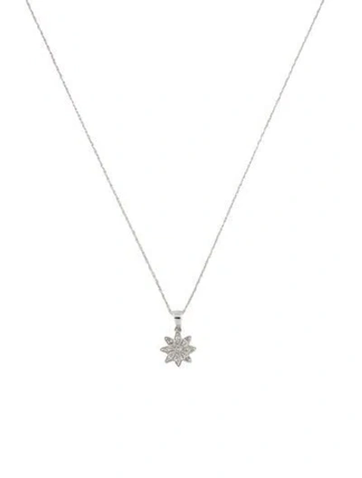 Pre-owned Necklace 14k Diamond Flower Pendant , 17" In Multi