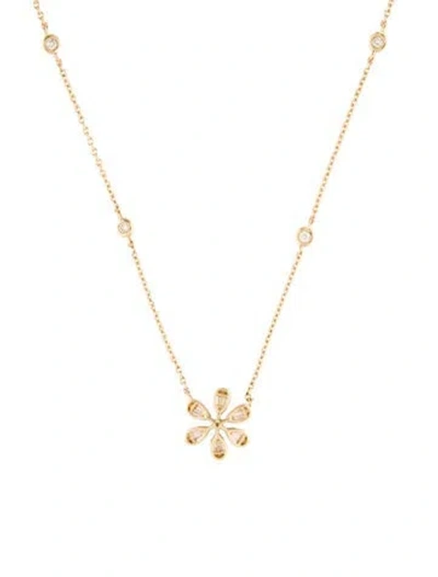 Pre-owned Necklace 14k Diamond Flower Pendant , 18" In Multi