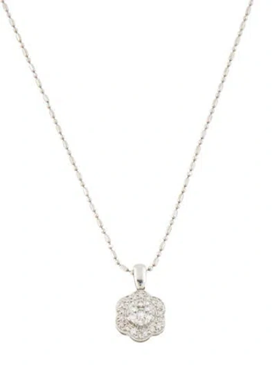 Pre-owned Necklace 14k Diamond Flower Pendant , 18.5" In Multi