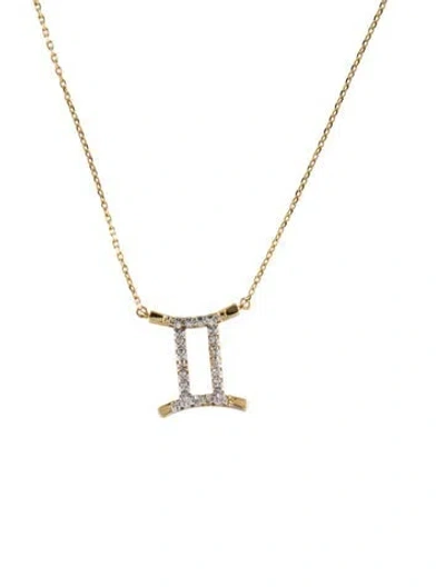 Pre-owned Necklace 14k Diamond Gemini Pendant , 17" In Multi