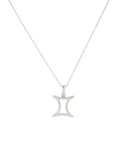 Pre-owned Necklace 14k Diamond Gemini Zodiac Pendant , 15.75" In Multi