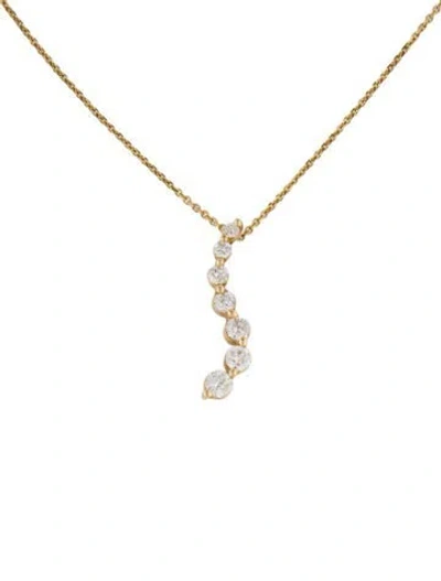 Pre-owned Necklace 14k Diamond Graduated Drop Pendant , 18" In Multi