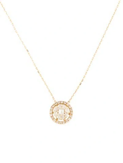 Pre-owned Necklace 14k Diamond Halo Pendant , 16" In Multi