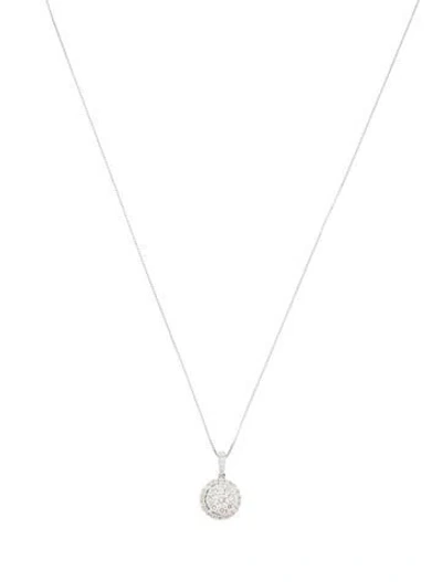 Pre-owned Necklace 14k Diamond Halo Pendant , 18" In Multi