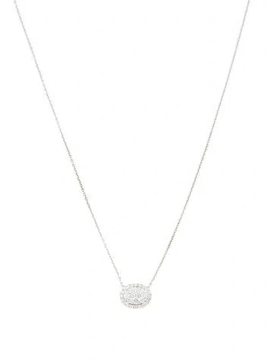 Pre-owned Necklace 14k Diamond Halo Pendant , 18" In Multi