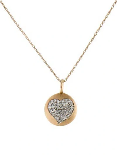 Pre-owned Necklace 14k Diamond Heart Disc Pendant , 19.25" In Multi