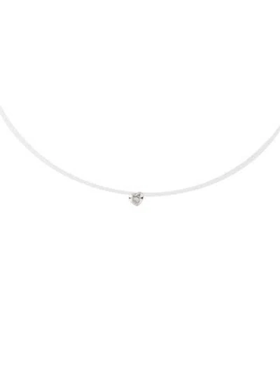 Pre-owned Necklace 14k Diamond Heart Floating, 15.25" In Multi
